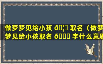 做梦梦见给小孩 🦁 取名（做梦梦见给小孩取名 🐋 字什么意思）